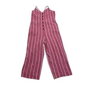 Gap Women's 16 Red Pink Stripe Tie Back Cami Jumpsuit Wide Leg Rayon Coastal